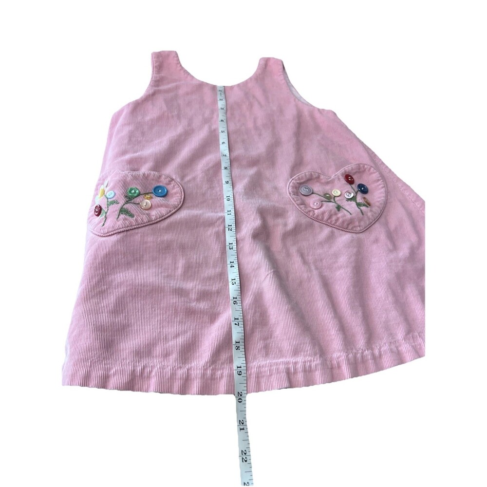 Vintage Handcrafted Button Hearts Corduroy Dress Girls One Size Nostalgic Retro - Picture 5 of 8
